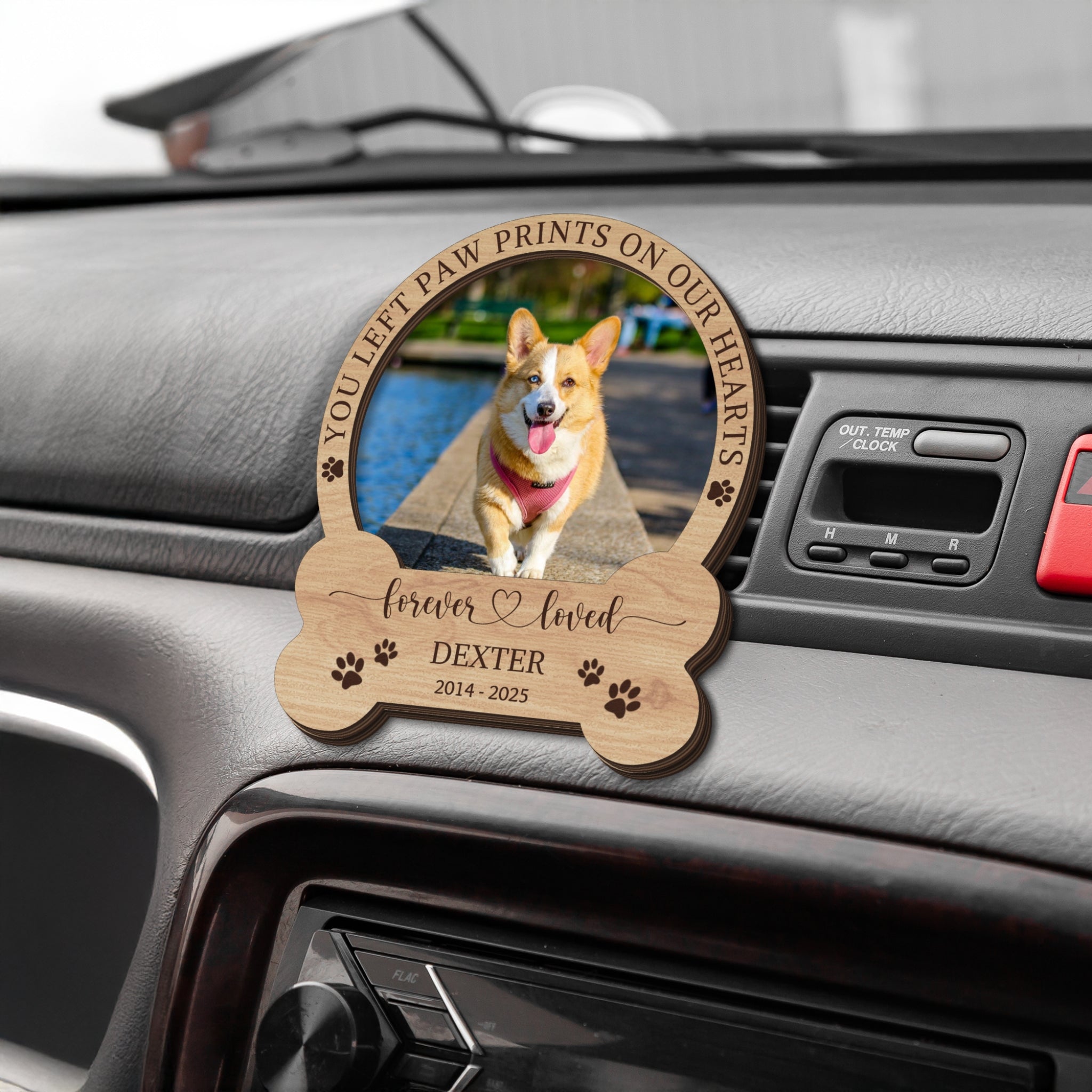 Personalized Forever Loved Pet 2-Layer Wooden Car Sun Visor Clip, Vent Clip