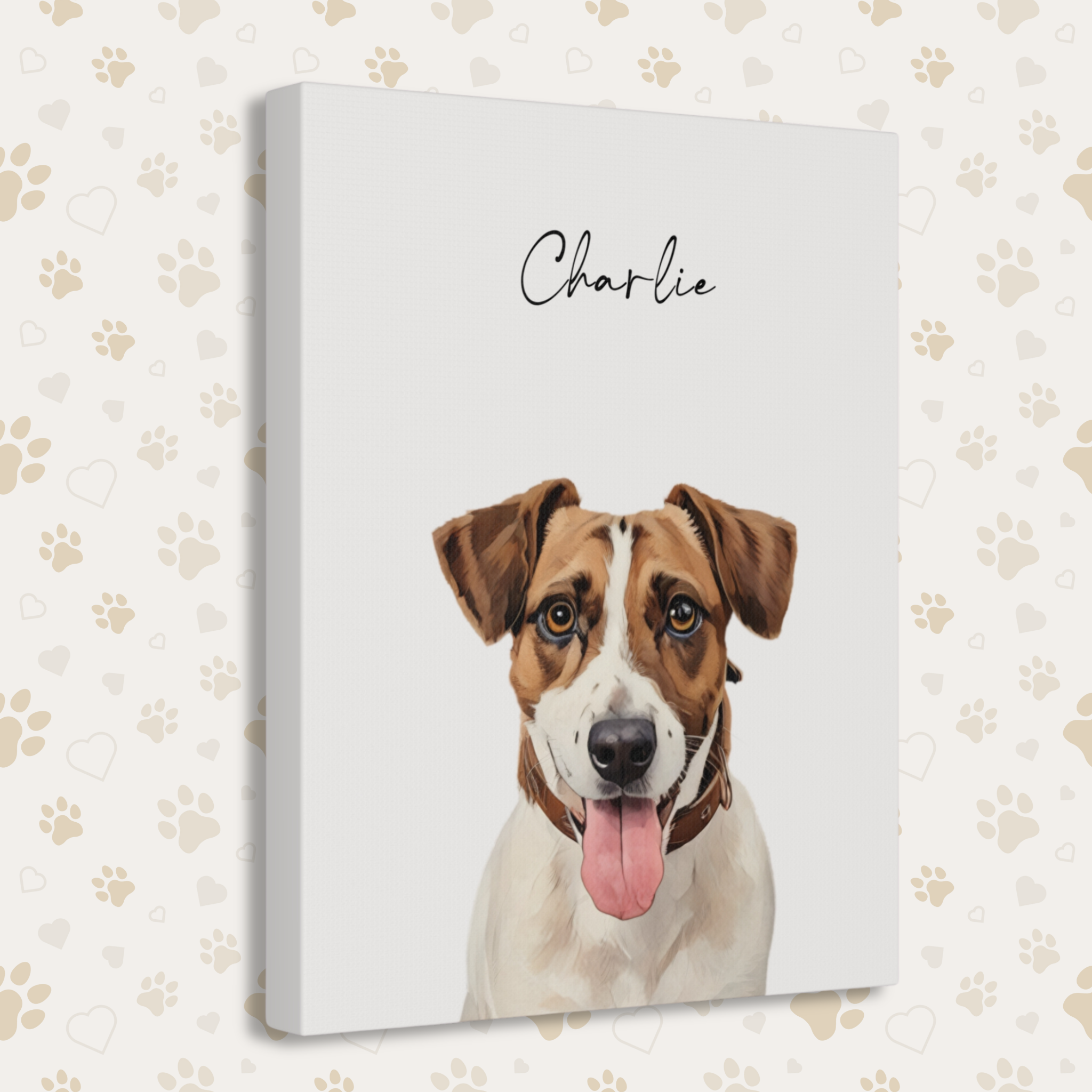 Personalized Modern Pet Portrait - Canvas Print - One Pet