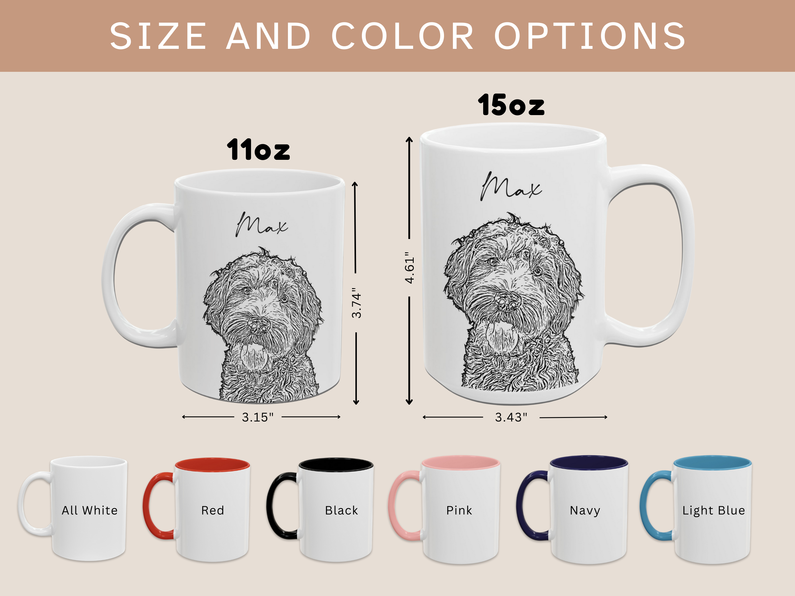 Personalized Minimalist Pet Line Drawing Art Coffee Mug