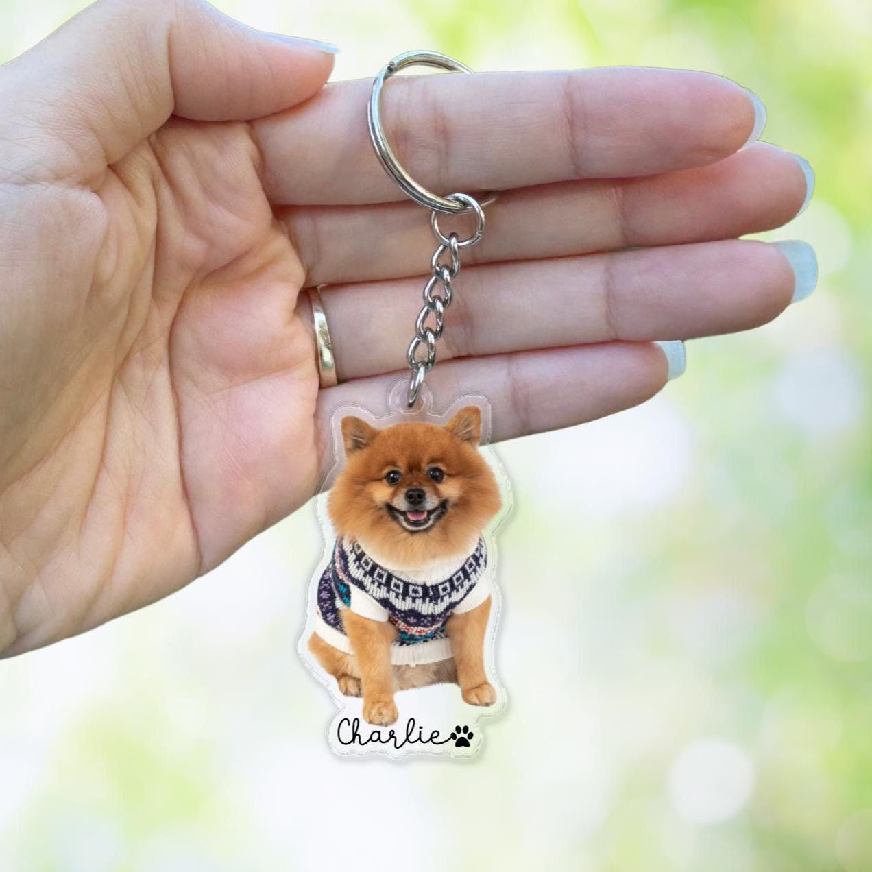 Personalized Pet Photo and Name Acrylic Keychain