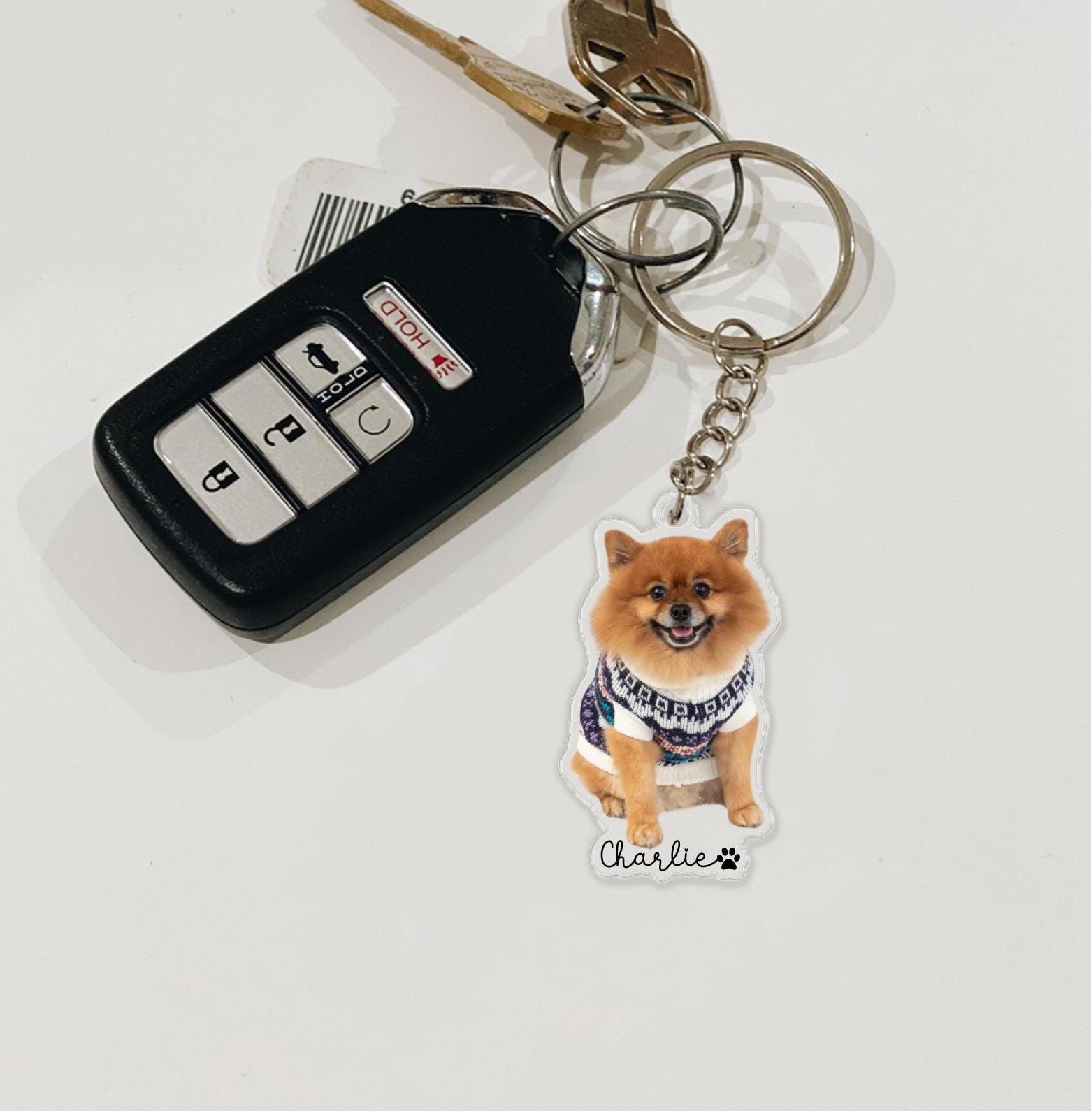 Personalized Pet Photo and Name Acrylic Keychain