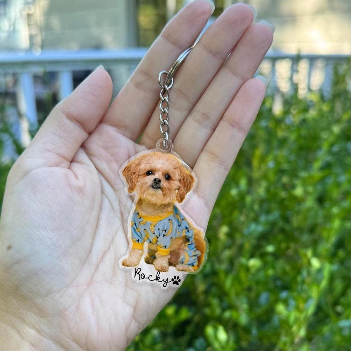 Personalized Pet Photo and Name Acrylic Keychain