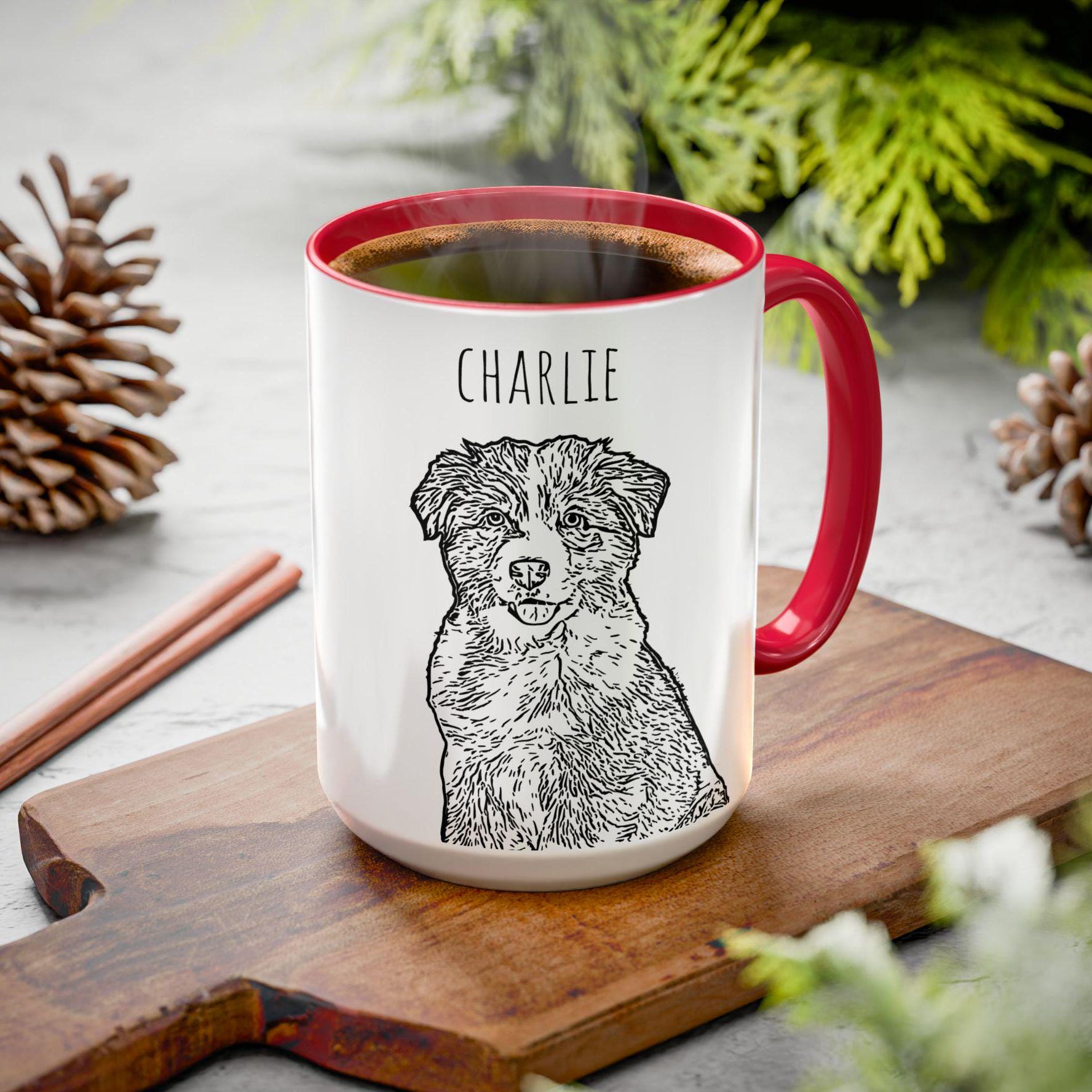 Personalized Minimalist Pet Line Drawing Art Coffee Mug